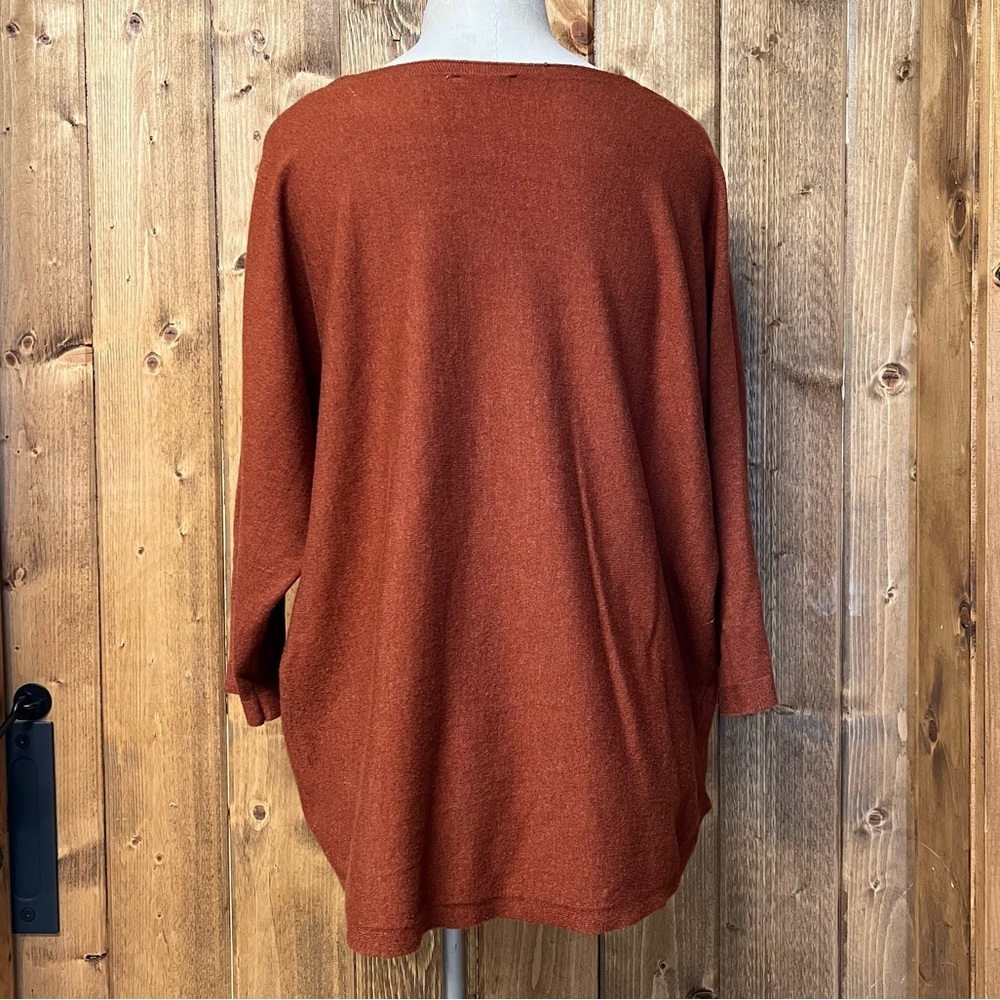 Vila Milano 1X Burnt Orange Drop Shoulder Casual Long Sleeve Shirt Loungewear - Picture 5 of 8
